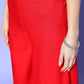 InWeave Women's Red Strappy Set With Green Floral Short Organza Cape - Swadesiicart