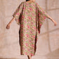 trueBrowns Beige Overall Big Floral Block Print Cotton Kaftan Dress | Swadesiicart