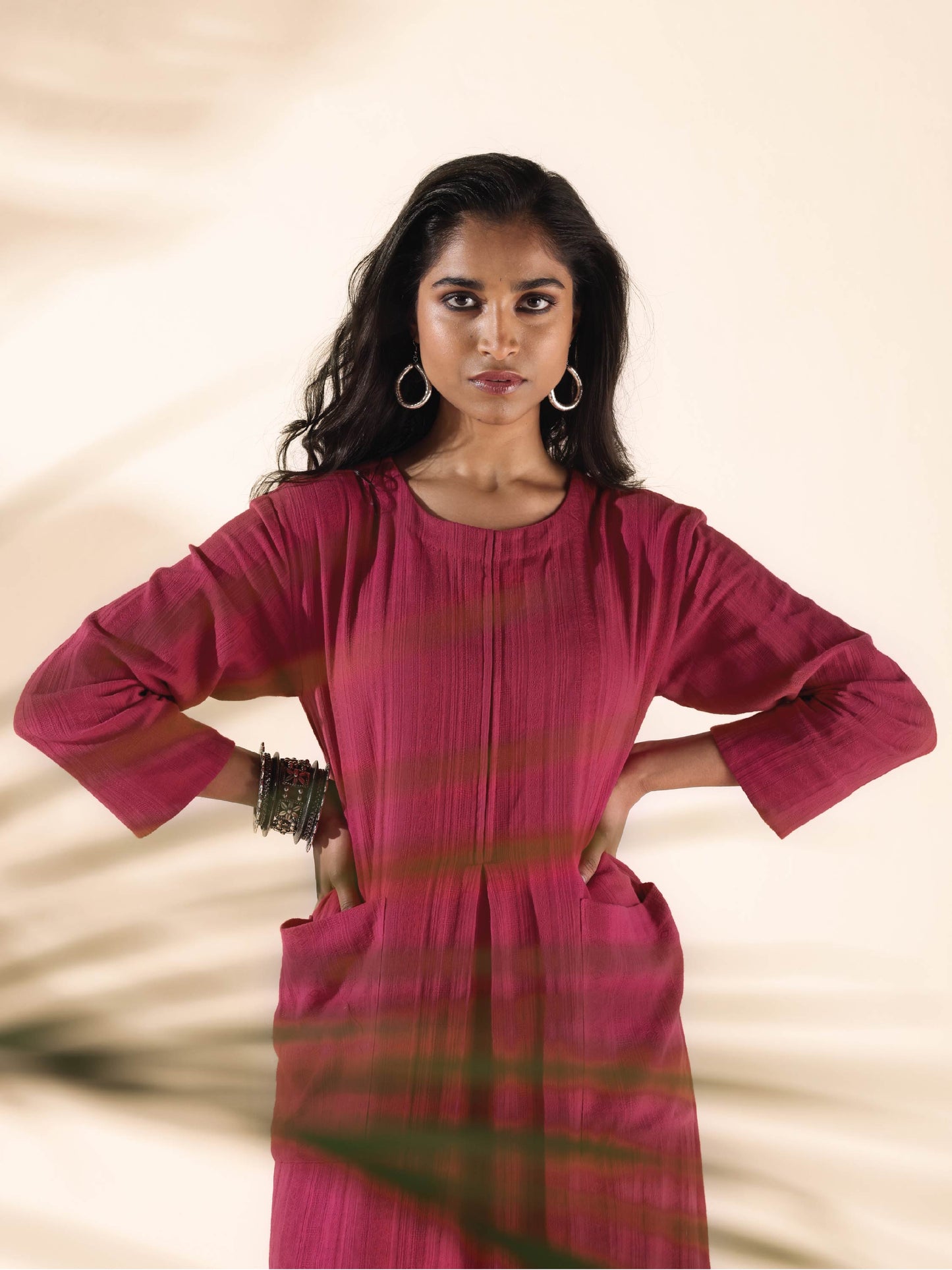 trueBrowns Carrot Cotton Dobby Pocket Dress | Swadesiicart