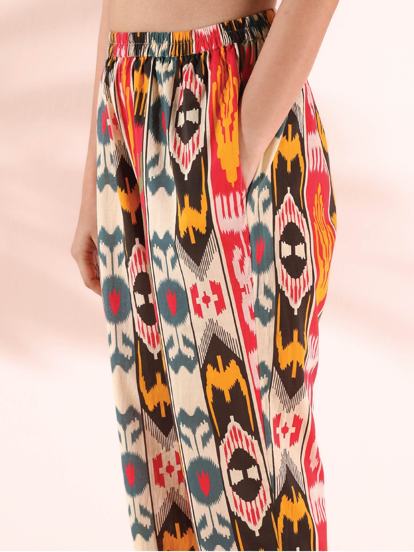 trueBrowns Cola Cotton Ikat Kurta Pant Set | Swadesiicart