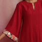 trueBrowns Red Straight Cotton Dobby Kurta Set | Swadesiicart
