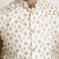 Sojanya Woven Design Mandarin Collar Kurta with Churidar & Nehru Jacket | Swadesiicart
