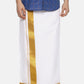 Sethukrishna White Solid Double Layer Readymade Dhoti For Men | Swadesiicart