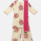 Ahalyaa Beige Crepe Floral Printed Kids Kurta Palazzo Set With Dupatta For Girls | Swadesiicart
