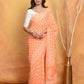 Very Much Indian Handblock Printed Cotton Saree With Natural Dyes - Light Peach | Swadesiicart