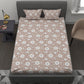 MYTRIDENT Brown White Ethnic Motifs 200 TC Cotton 1 King Bedsheet with 2 Pillow Covers - Swadesiicart