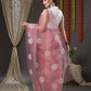 Saree Mall Mauve & White Floral Embroidered Organza Banarasi Sarees | Swadesiicart