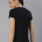 MKH Women Black Typography Printed Dri-FIT Sports T-shirt - Swadesiicart
