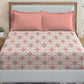 MYTRIDENT Dusk and Dawn White Printed Pure Cotton 144 TC Queen Bedsheet With 2 Pillow Covers - Swadesiicart