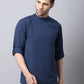 Even Apparels Navy Pure Cotton Men's Kurta With Side Placket | Swadesiicart