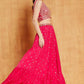 Jyoti Fashion Graceful Rani Pink Sequence with Zari Embroidered Faux Georgette Lehenga Choli with Dupatta | Swadesiicart