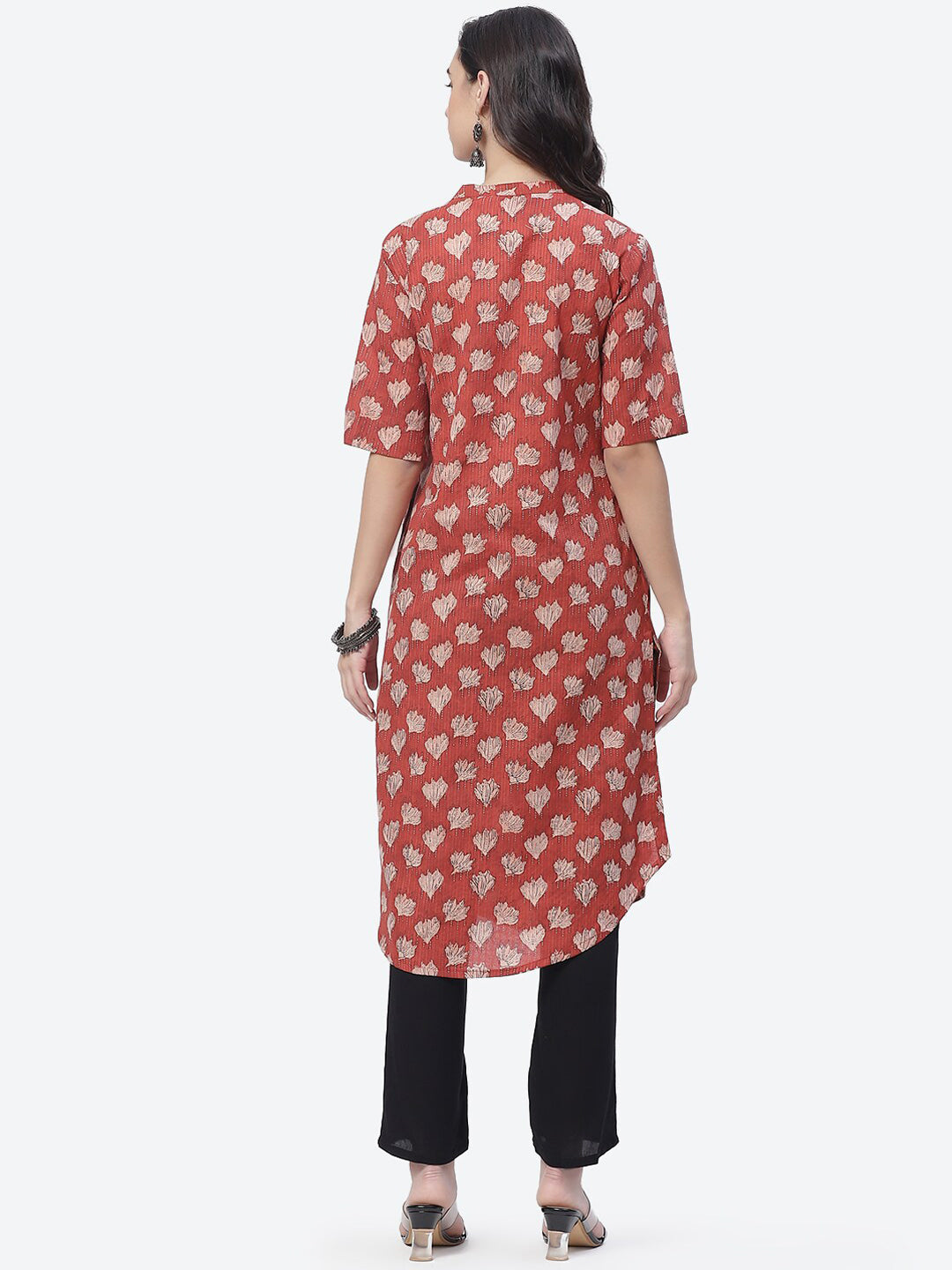 Biba Women Red Ethnic Motifs Printed Kurta - Swadesiicart