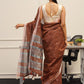 Tikhi Imli Rust Abstract Woven Design Zari Saree | Swadesiicart