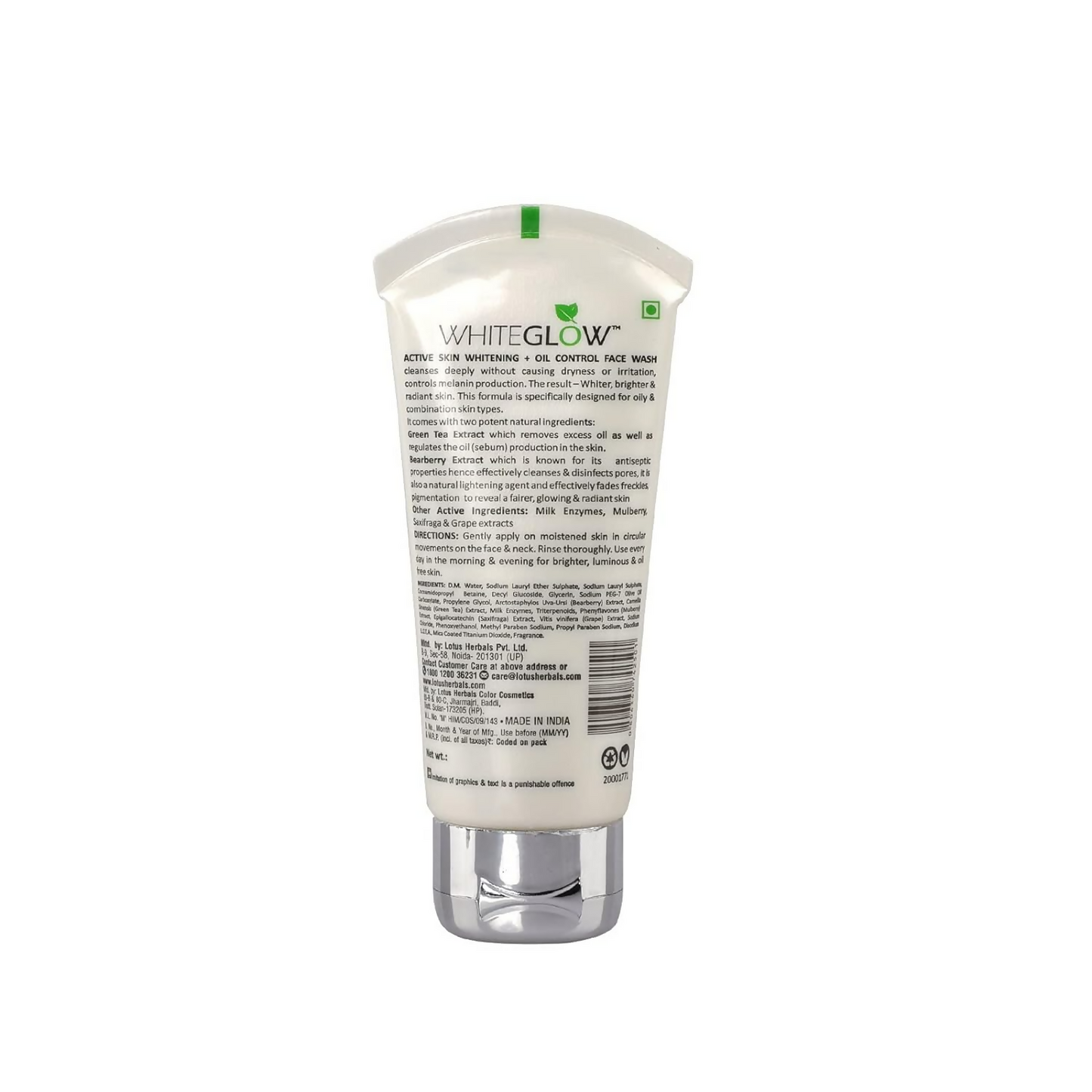 Lotus Herbals White Glow Active Skin Whitening & Oil Control Facewash - Swadesiicart