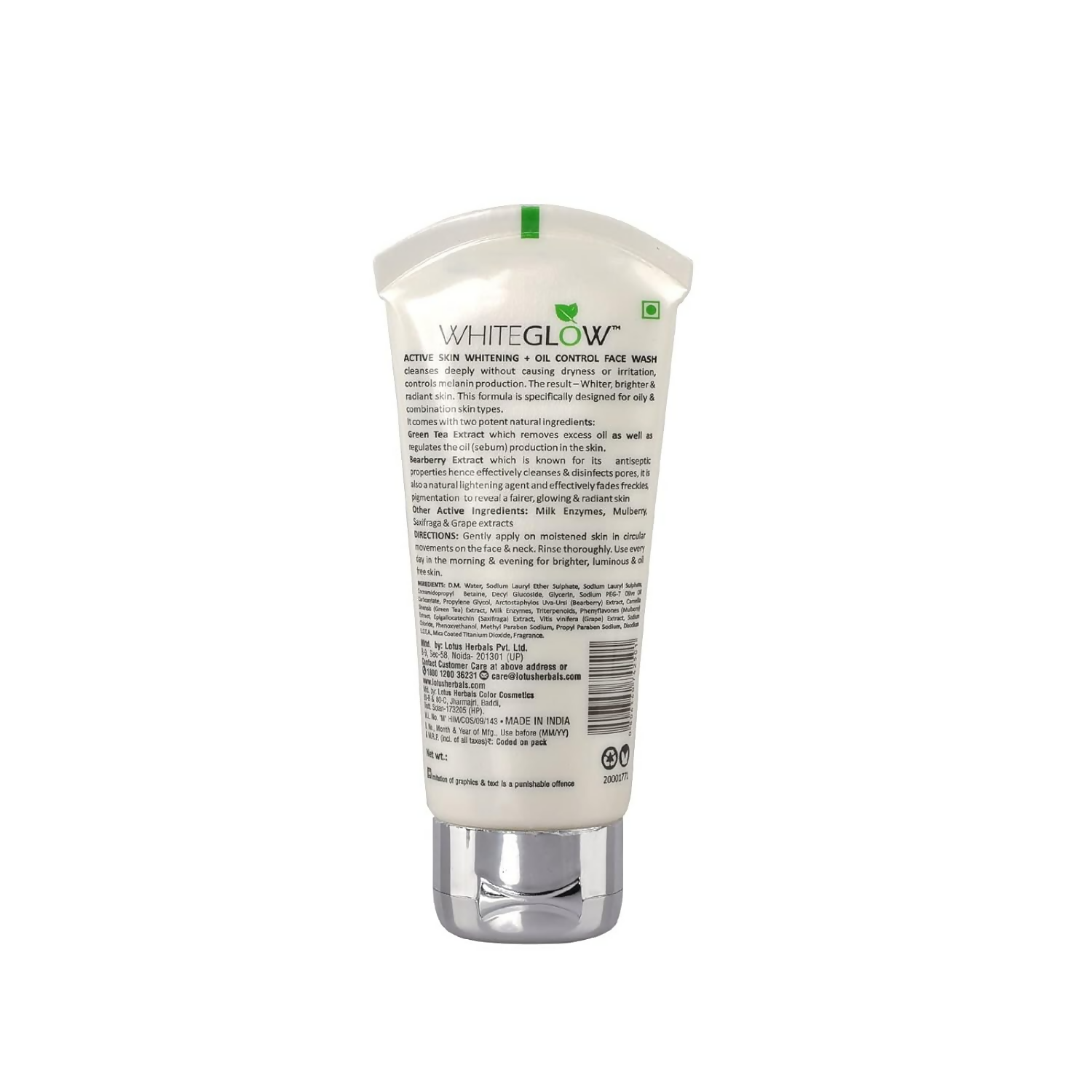 Lotus Herbals White Glow Active Skin Whitening & Oil Control Facewash - Swadesiicart