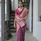 Vishnu Weaves Women's Wine Paithani Silk Saree with Blouse - Swadesiicart