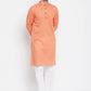 Even Apparels Orange Color Pure Cotton Men's Kurta With Band Collar | Swadesiicart