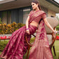 Tikhi Imli Pink Ethnic Motifs Woven Design Zari Saree | Swadesiicart