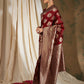 Sangria Maroon Ethnic Motifs Woven Design Zari Banarasi Saree | Swadesiicart