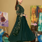 Jyoti Fashion Women's Bottle Green Georgette Embroidered Anarkali Kurta Pant Set With Dupatta | Swadesiicart