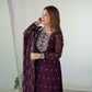 Joban Fashion Wine Kurta Set Silk Sequence Embroidery Work - Swadesiicart