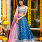 Jyoti Fashion Gorgeous Blue Sequins with Thread & Zari Embroidery Chinon Lehenga Choli with Dupatta | Swadesiicart