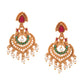 Saraf RS Jewellery Gold-Polished Red & Green Bridal Temple Jewellery Set - Swadesiicart
