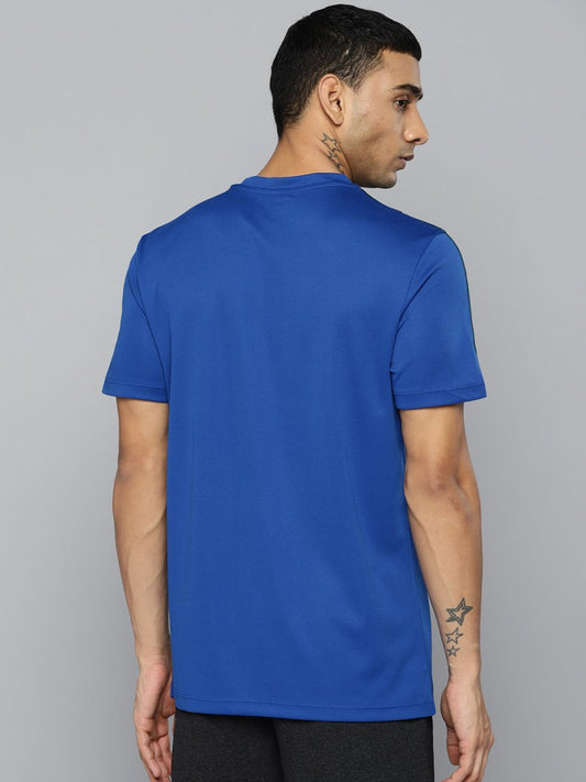 Alcis Men Blue & Black Striped Detail Slim Fit T-shirt | Swadesiicart