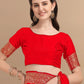 Kalini Red & Golden Floral Zari Silk Blend Banarasi Saree | Swadesiicart
