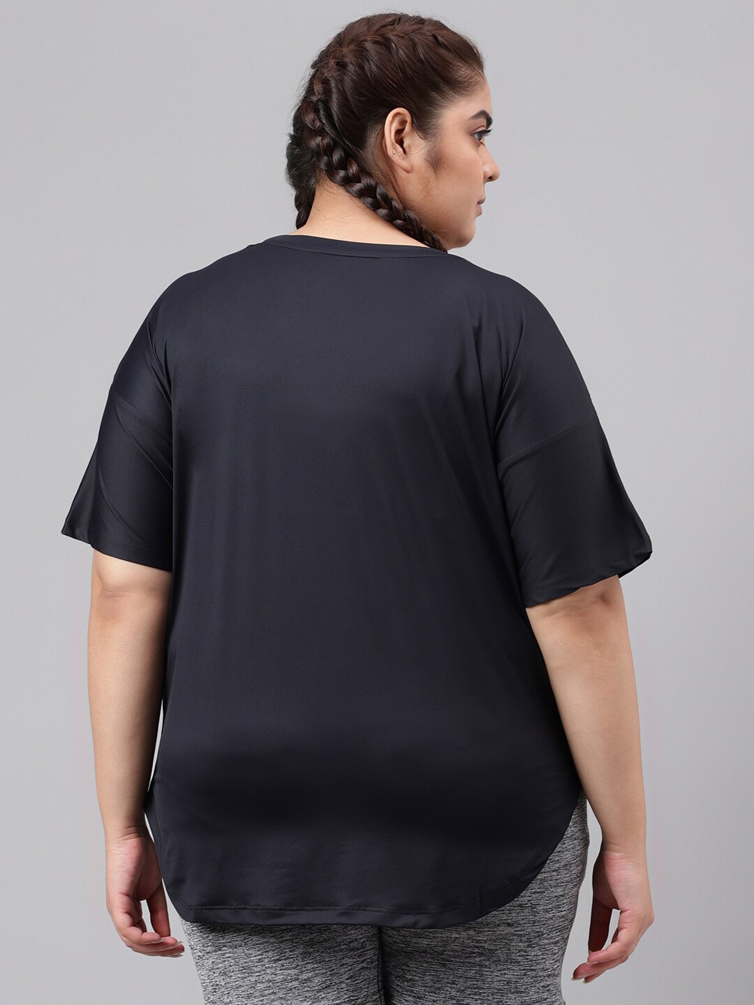 MKH Plus Size Typography Printed Dri-FIT Relaxed Fit Drop-Shoulder Sleeves Gym T-shirt - Swadesiicart