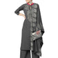 Ahalyaa Grey Crepe Printed Kurta Palazzo Set With Dupatta | Swadesiicart
