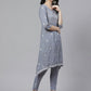 ADA Women Grey & White Chikankari Embroidered Sustainable Handloom Kurta with Trousers | Swadesiicart