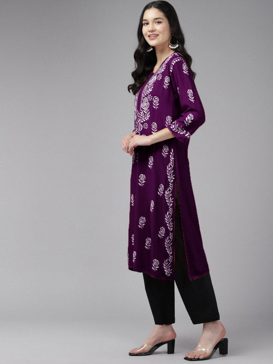 ADA Women Ethnic Motifs Embroidered Flared Sleeves Mirror Work Kurta
