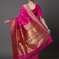 Mitera Pink Silk Blend Woven Design Banarasi Saree | Swadesiicart