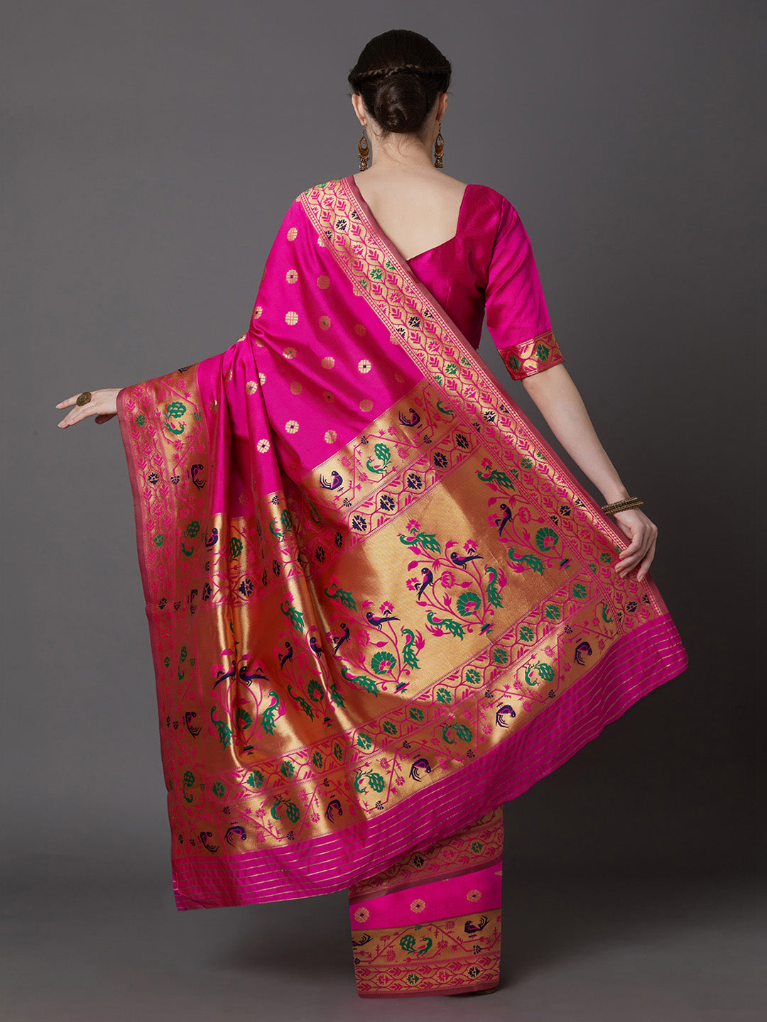 Mitera Pink Silk Blend Woven Design Banarasi Saree | Swadesiicart