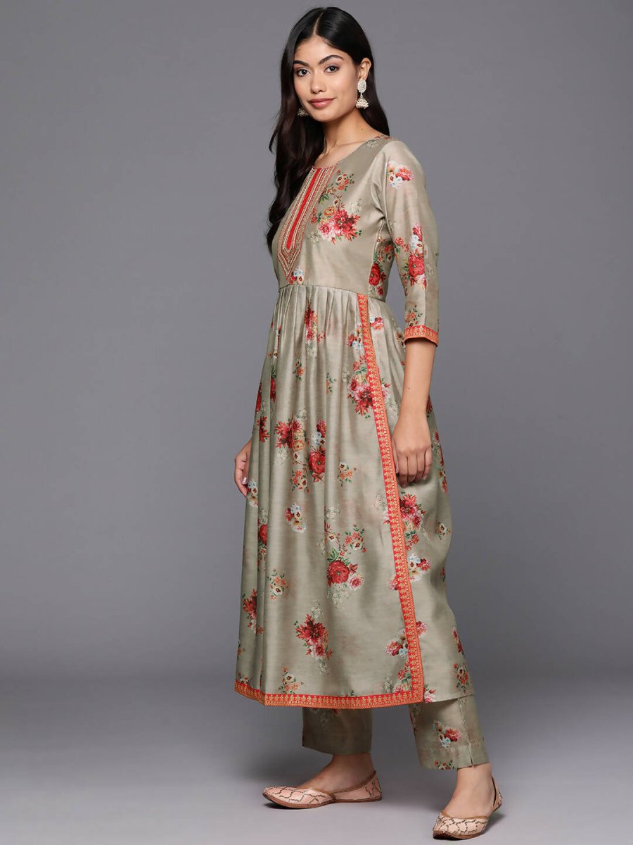 Ahalyaa Women's Traditional wear Kurta Set - Tan | Swadesiicart