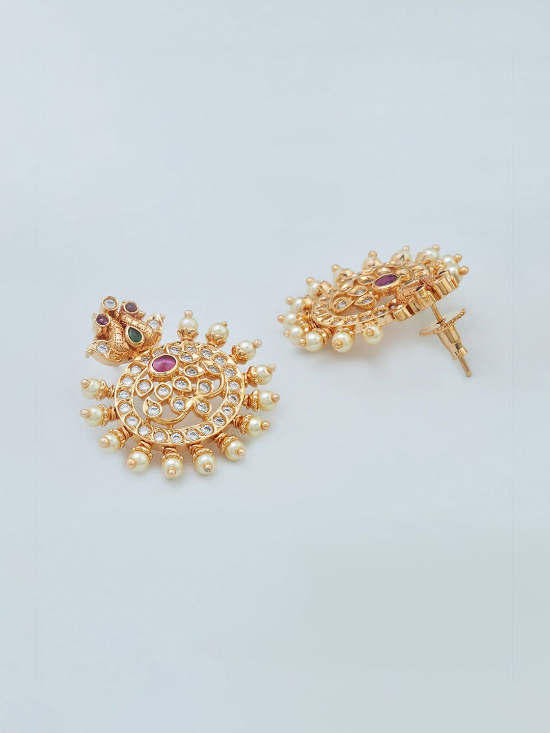 Kushal's Fashion Jewellery Gold-Polished Stone Studded Jewellery Set - Swadesiicart