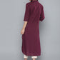 HERE&NOW Women Burgundy Cotton Solid Pathani Kurta - Swadesiicart