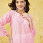 ADA Women Pink & White Chikankari Embroidered Straight Sustainable Handloom Kurta | Swadesiicart