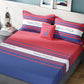 Nautica Bradford Red & Blue Striped 160 TC Pure Cotton King Bedsheet & 2 Pillow Covers - Swadesiicart