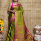 Exclusive Collection Golden Olive Beautiful Tissue Benarasi Saree - Swadesiicart
