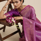 Saree Mall Purple Ethnic Motifs Zari Silk Blend Banarasi Sarees | Swadesiicart