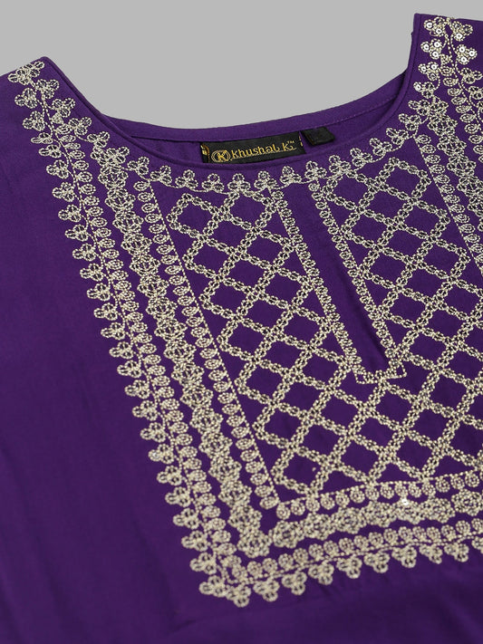 Khushal K Ethnic Motifs Embroidered Sequined Kurta with Palazzos & Dupatta - Swadesiicart
