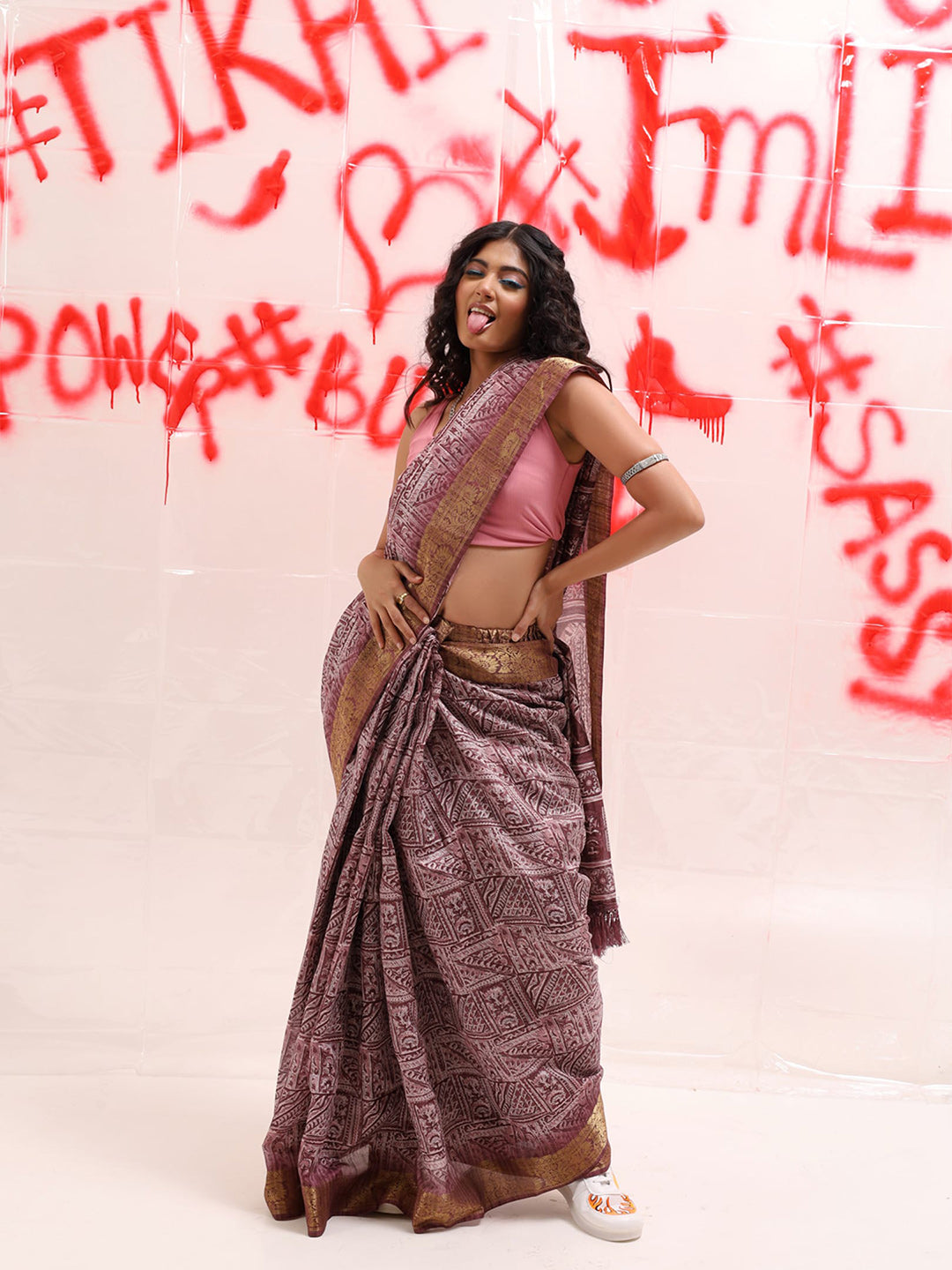 Tikhi Imli Zari Cotton Ready to Wear Saree | Swadesiicart