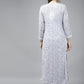 ADA Women Grey & White Floral Chikankari Cotton Handloom Kurta | Swadesiicart