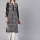 ADA Women Black & White Chikankari Hand Embroidered Semi-Sheer Straight Sustainable Handloom Kurta | Swadesiicart