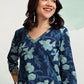 Vishudh Floral Printed V-Neck Cotton Straight Kurta - Swadesiicart