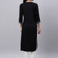 Souchii Women Black Ethnic Motifs Yoke Design Thread Work Kurta - Swadesiicart
