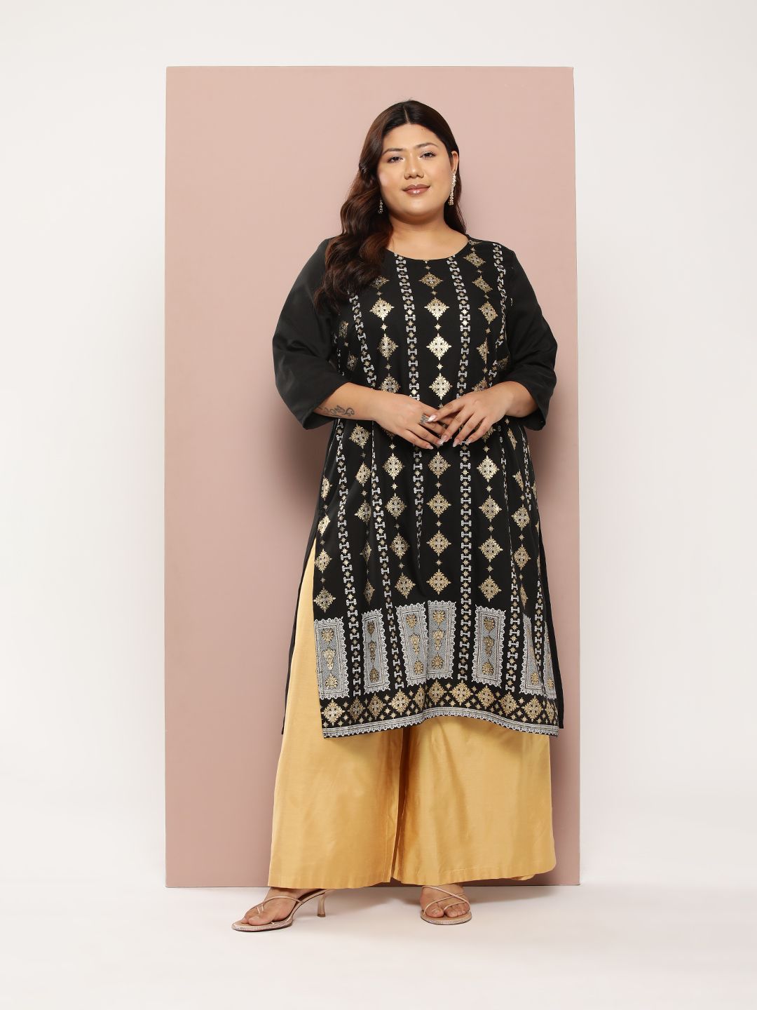 Sztori Plus Size Ethnic Motifs Print Kurta - Swadesiicart