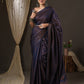 Saree Mall Navy Blue & Gold-Toned Woven Design Zari Silk Blend Banarasi Sarees | Swadesiicart